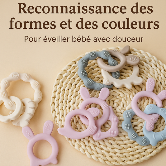Anneau de dentition bébé – Silicone doux & oreilles de lapin pour soulager les gencives