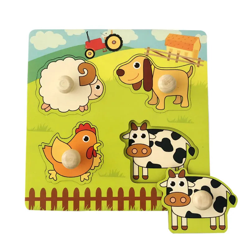 Puzzle en bois Montessori – Éveil & motricité dès 1 an