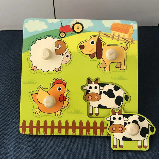 Puzzle en bois Montessori – Éveil & motricité dès 1 an