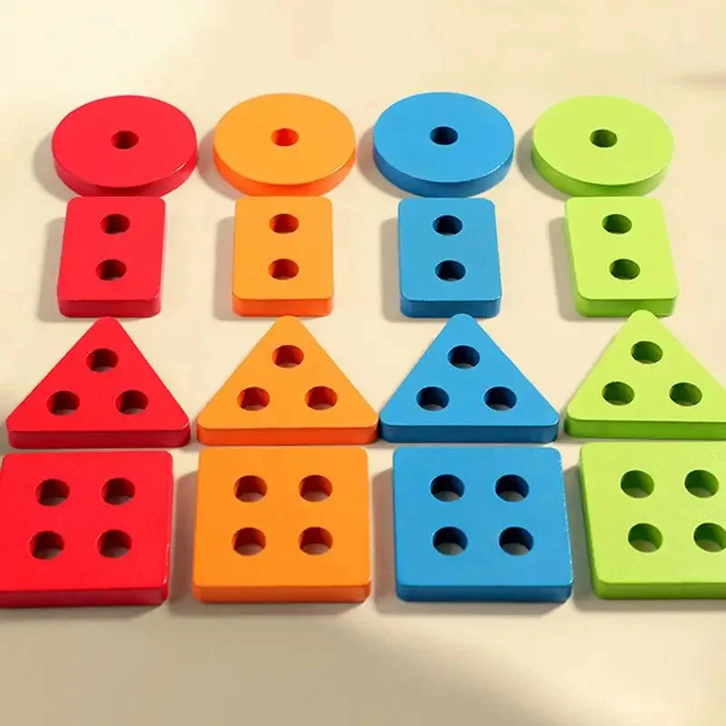 Jouet d’empilement Montessori – Formes & couleurs