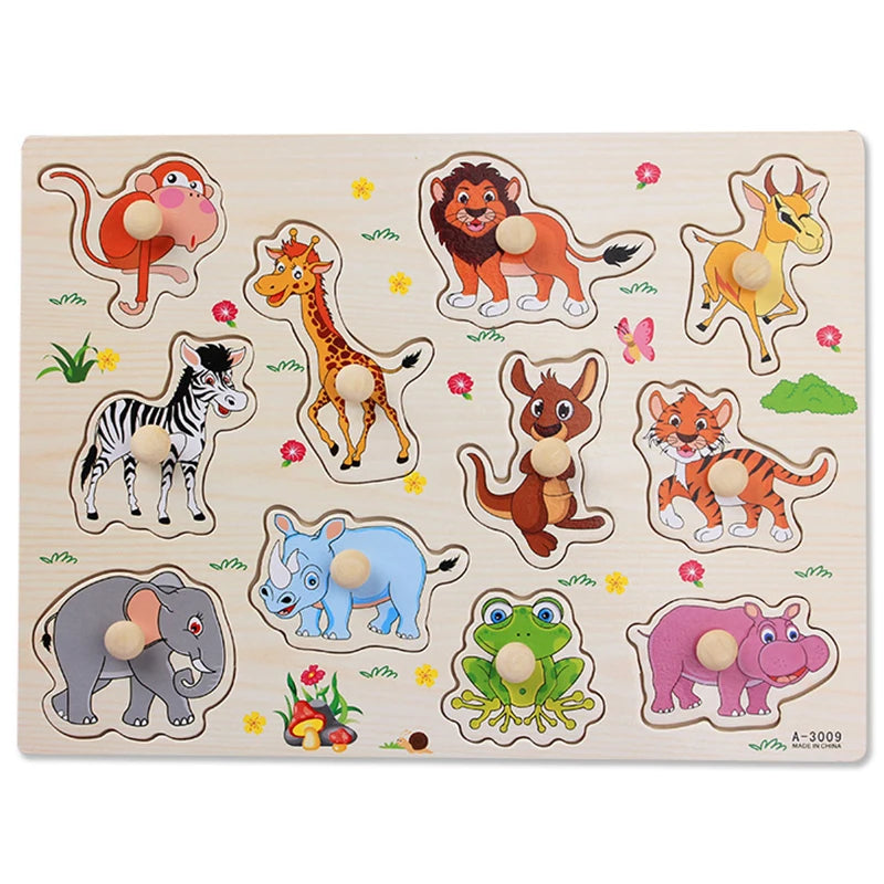 Puzzle en bois Montessori – Éveil & motricité dès 1 an