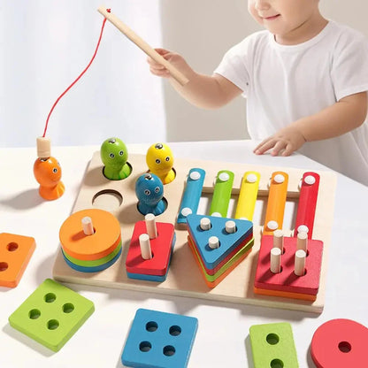 Jouet d’empilement Montessori – Formes & couleurs