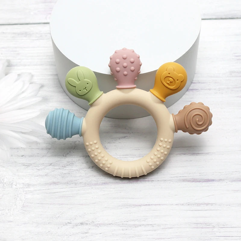 Anneau de dentition sensoriel en silicone – Multicolore et tout doux