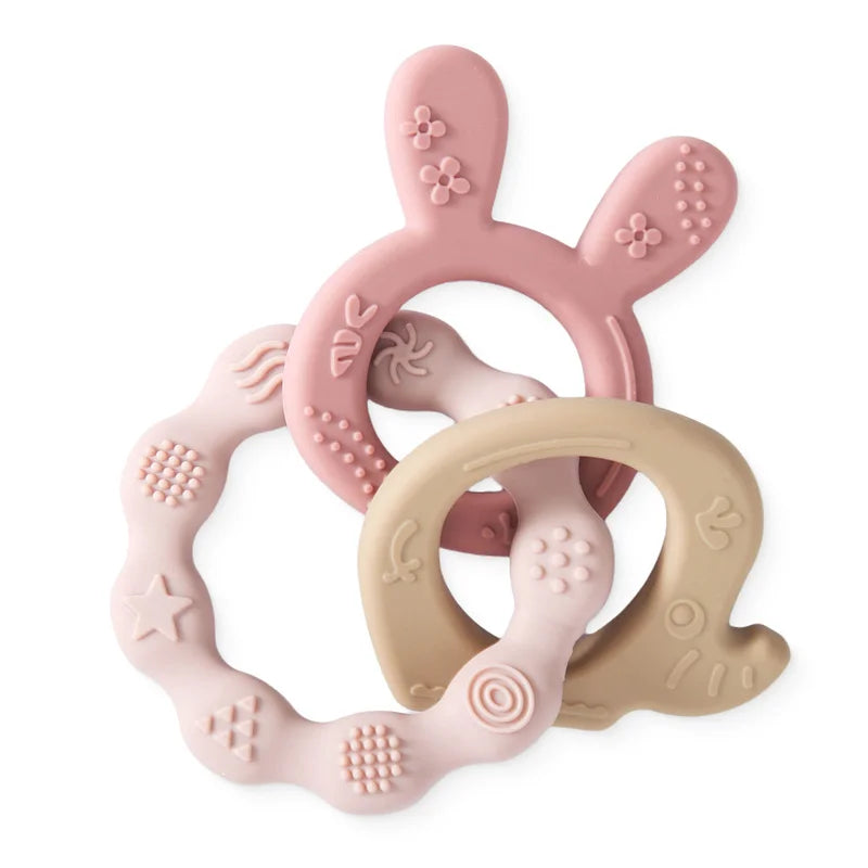 Anneau de dentition bébé – Silicone doux & oreilles de lapin pour soulager les gencives