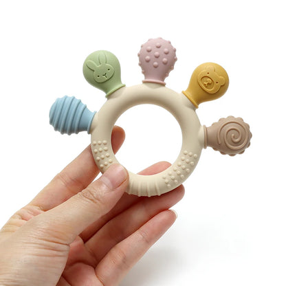 Anneau de dentition sensoriel en silicone – Multicolore et tout doux