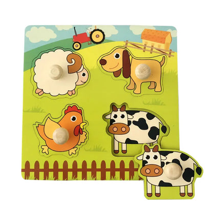 Puzzle en bois Montessori – Éveil & motricité dès 1 an