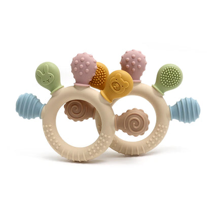Anneau de dentition sensoriel en silicone – Multicolore et tout doux