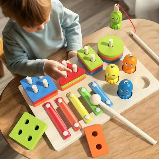 Jouet d’empilement Montessori – Formes & couleurs