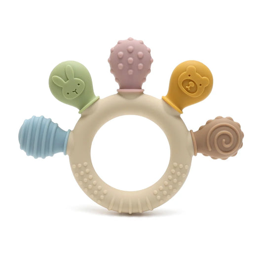 Anneau de dentition sensoriel en silicone – Multicolore et tout doux