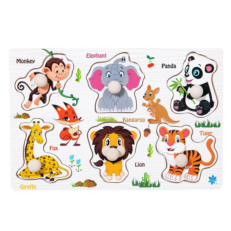 Puzzle en bois Montessori – Éveil & motricité dès 1 an