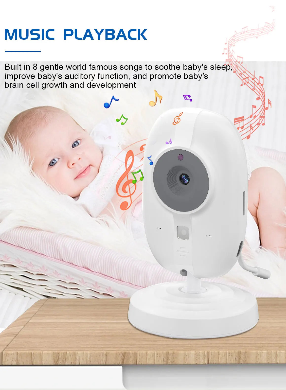 Babyphone écran 3,5" - Surveillance vidéo et audio - Vision nocturne & température
