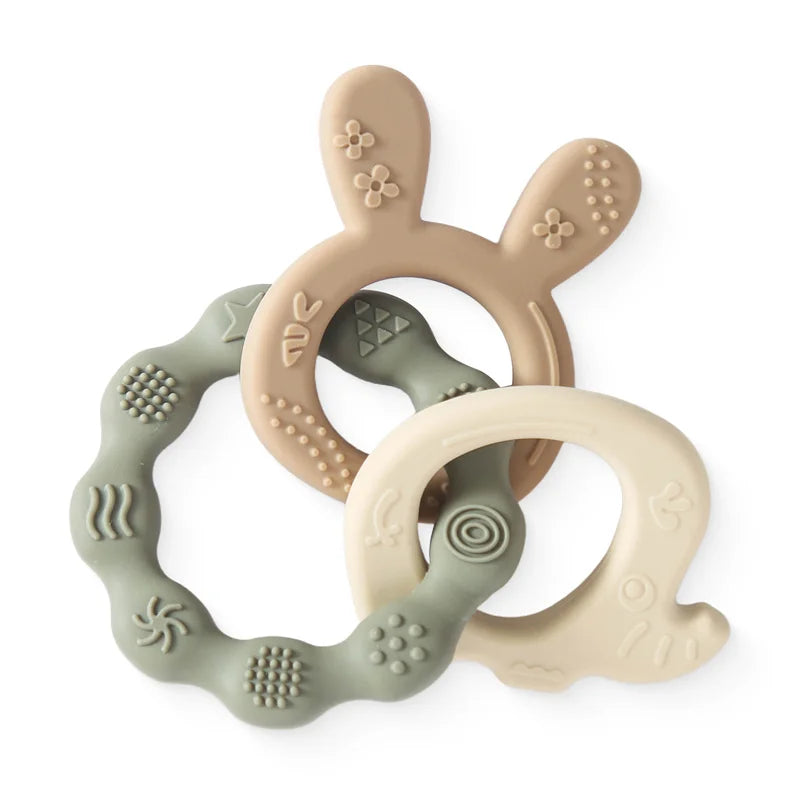 Anneau de dentition bébé – Silicone doux & oreilles de lapin pour soulager les gencives