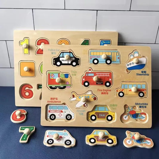 Puzzle en bois Montessori – Éveil & motricité dès 1 an