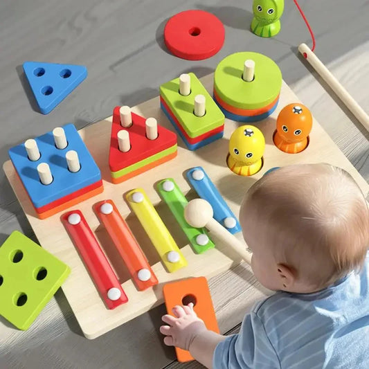 Jouet d’empilement Montessori – Formes & couleurs