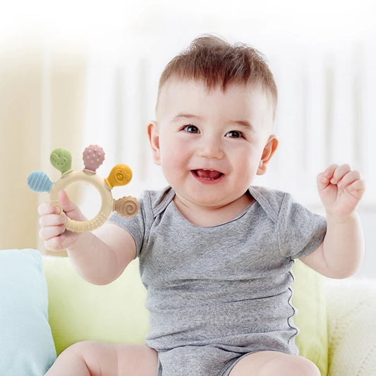Anneau de dentition sensoriel en silicone – Multicolore et tout doux