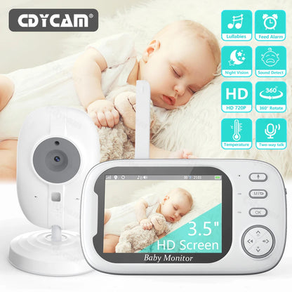 Babyphone écran 3,5" - Surveillance vidéo et audio - Vision nocturne & température