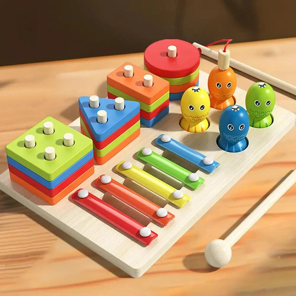 Jouet d’empilement Montessori – Formes & couleurs