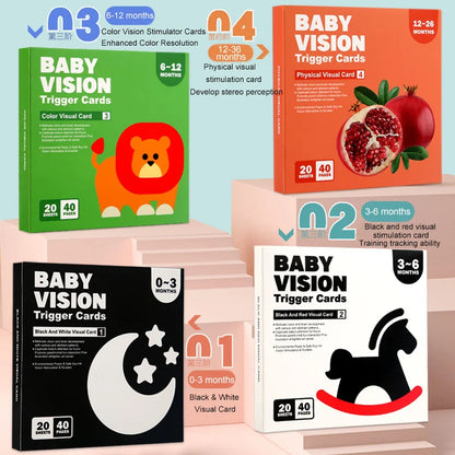 Cartes de stimulation visuelle – Noir et blanc Montessori (0-36 mois)