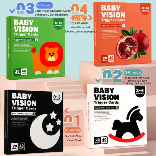 Cartes de stimulation visuelle – Noir et blanc Montessori (0-36 mois)