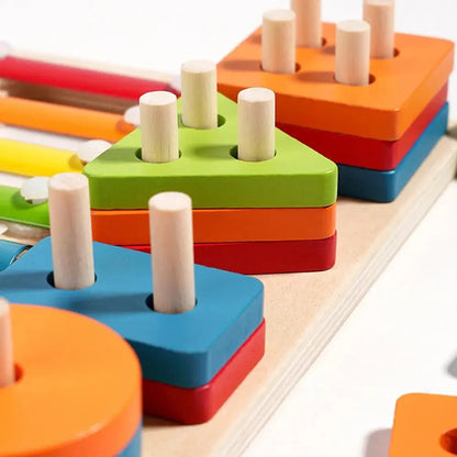 Jouet d’empilement Montessori – Formes & couleurs