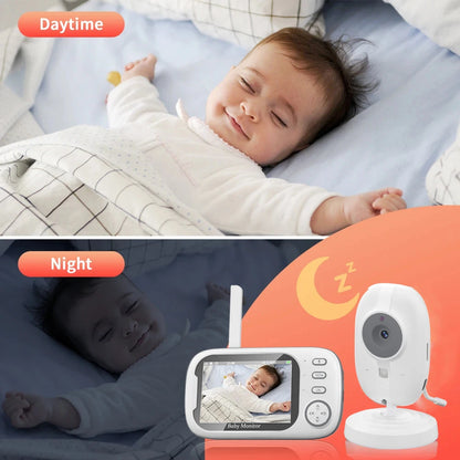 Babyphone écran 3,5" - Surveillance vidéo et audio - Vision nocturne & température