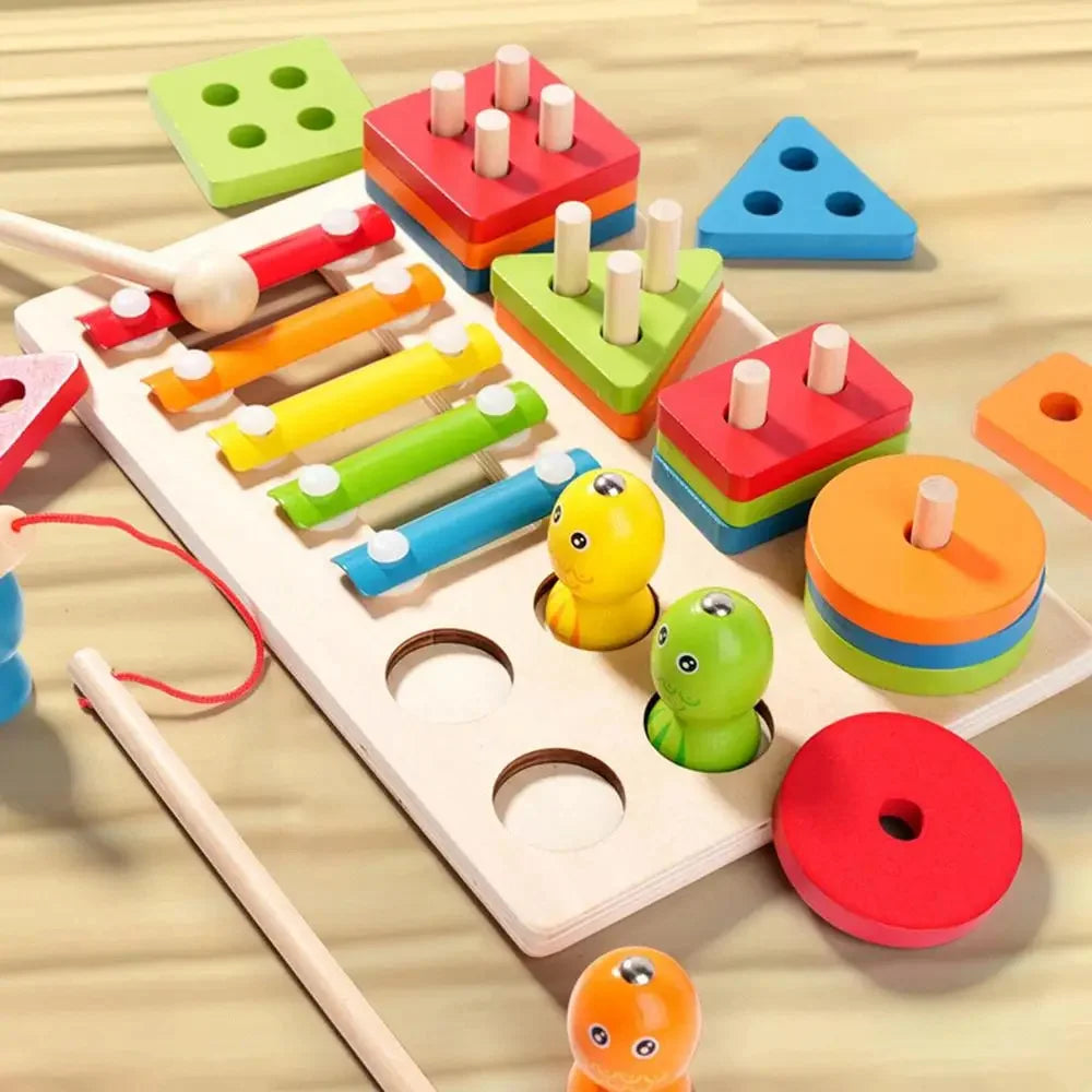 Jouet d’empilement Montessori – Formes & couleurs