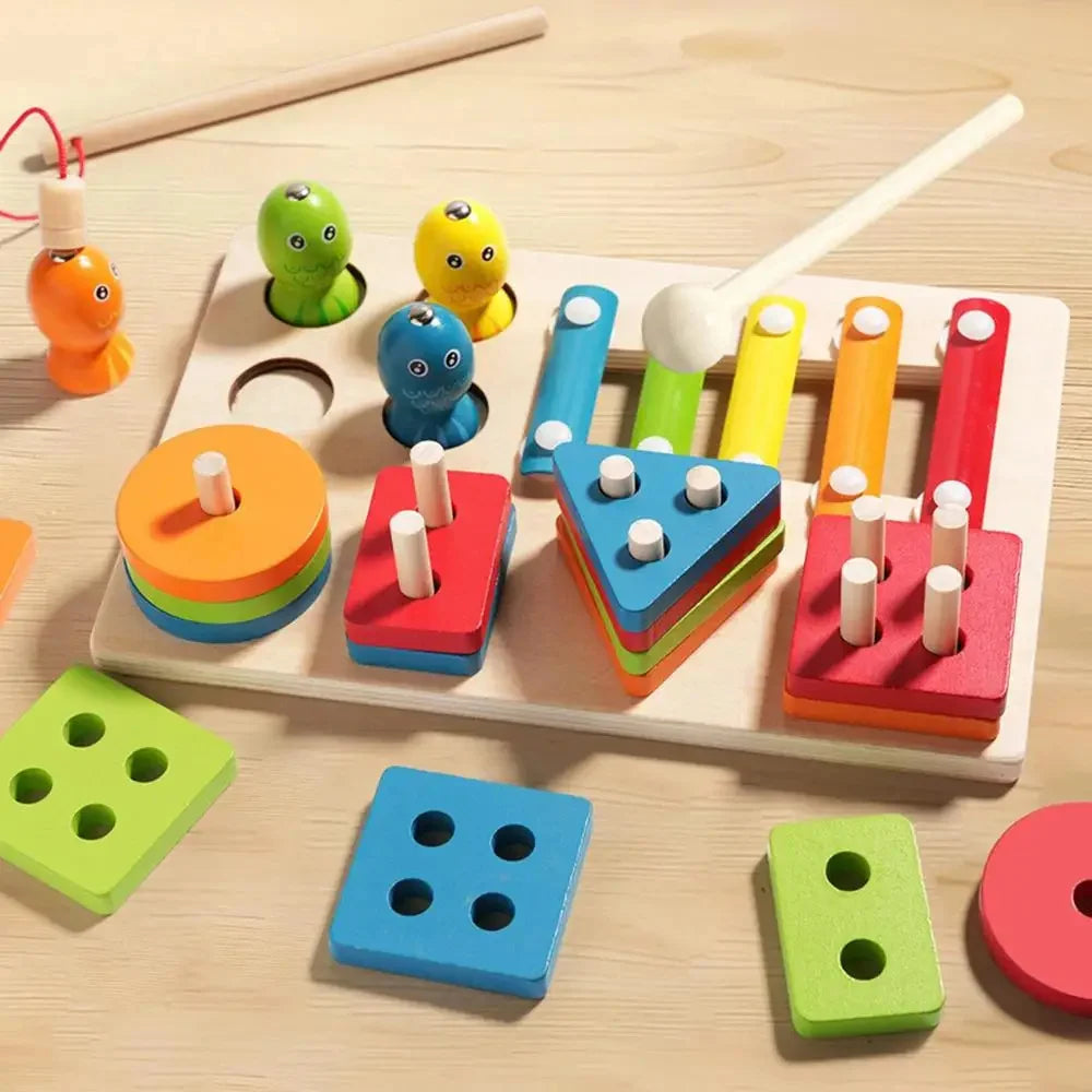 Jouet d’empilement Montessori – Formes & couleurs