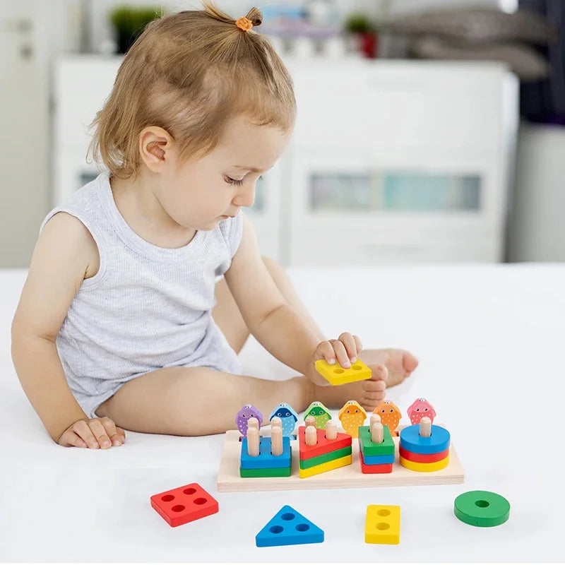 Jouet d’empilement Montessori – Formes & couleurs