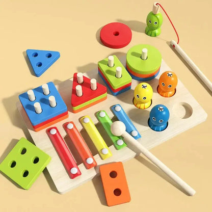 Jouet d’empilement Montessori – Formes & couleurs